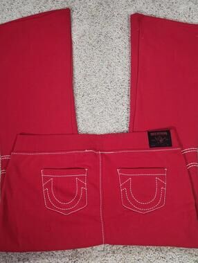 NEW True Religion Pull-On Flare Jeans Red Anniversary 2XL